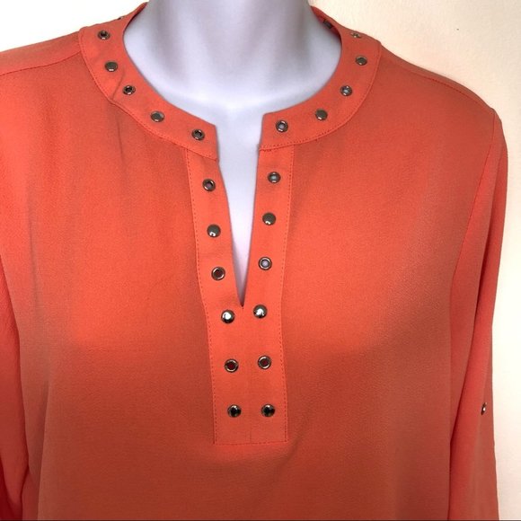 Chicos coral peach flowy metal studded blouse - Picture 2 of 5